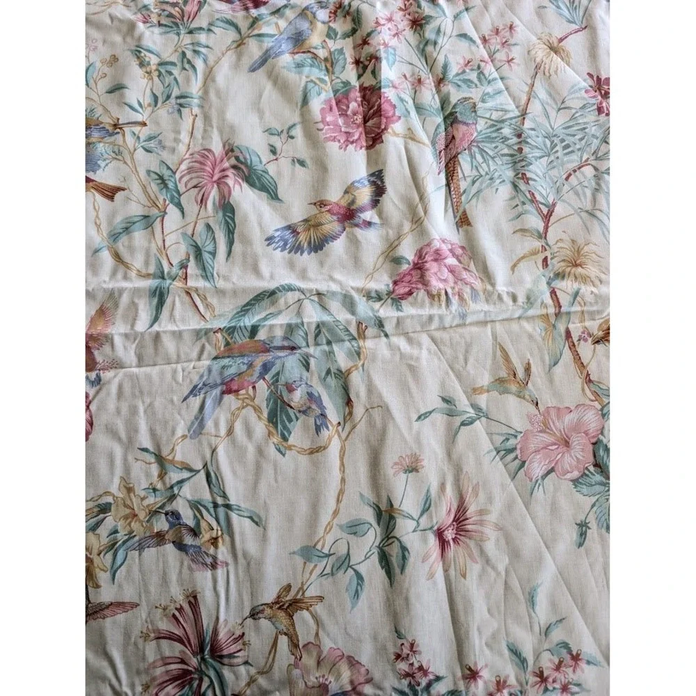 Jean B 5th Avenue Floral Bird Fabric 2 Yard 79x54 Polished Curtain Panel Cottage
